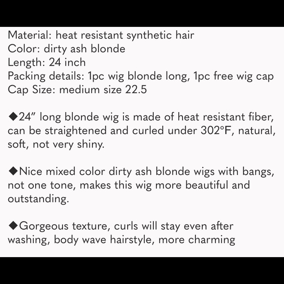 🆕️ Ombre Ash Blonde Wig with Bangs 24”Mixed Color - Picture 7 of 7